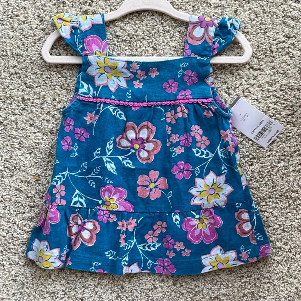 NWT Carters sleeveless teal and flower top